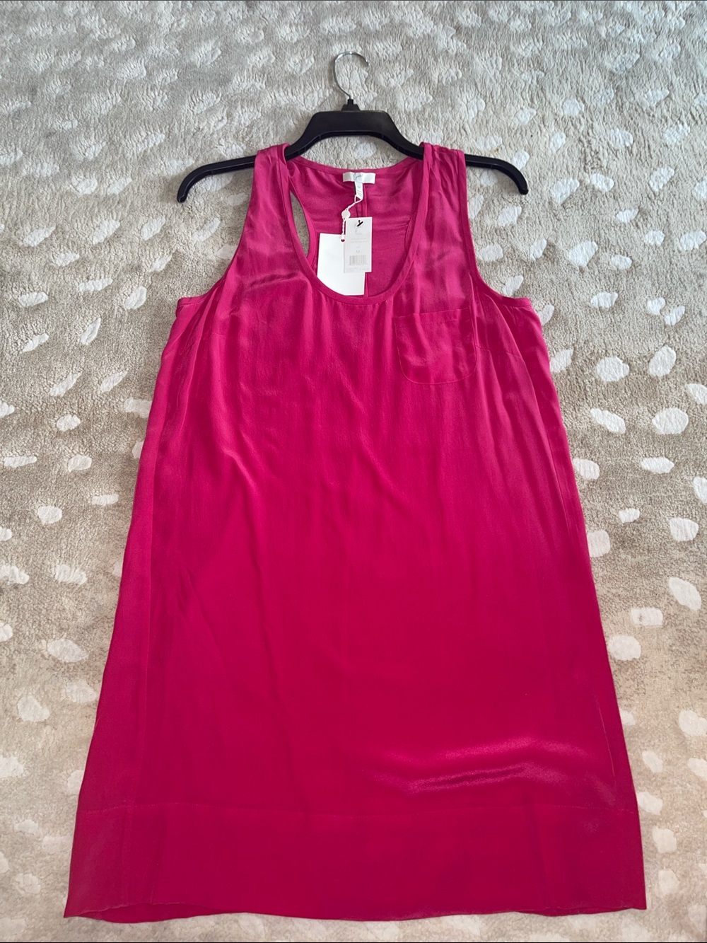 New Joie Silk Fuchsia Pink Sleeveless Racerback Dress